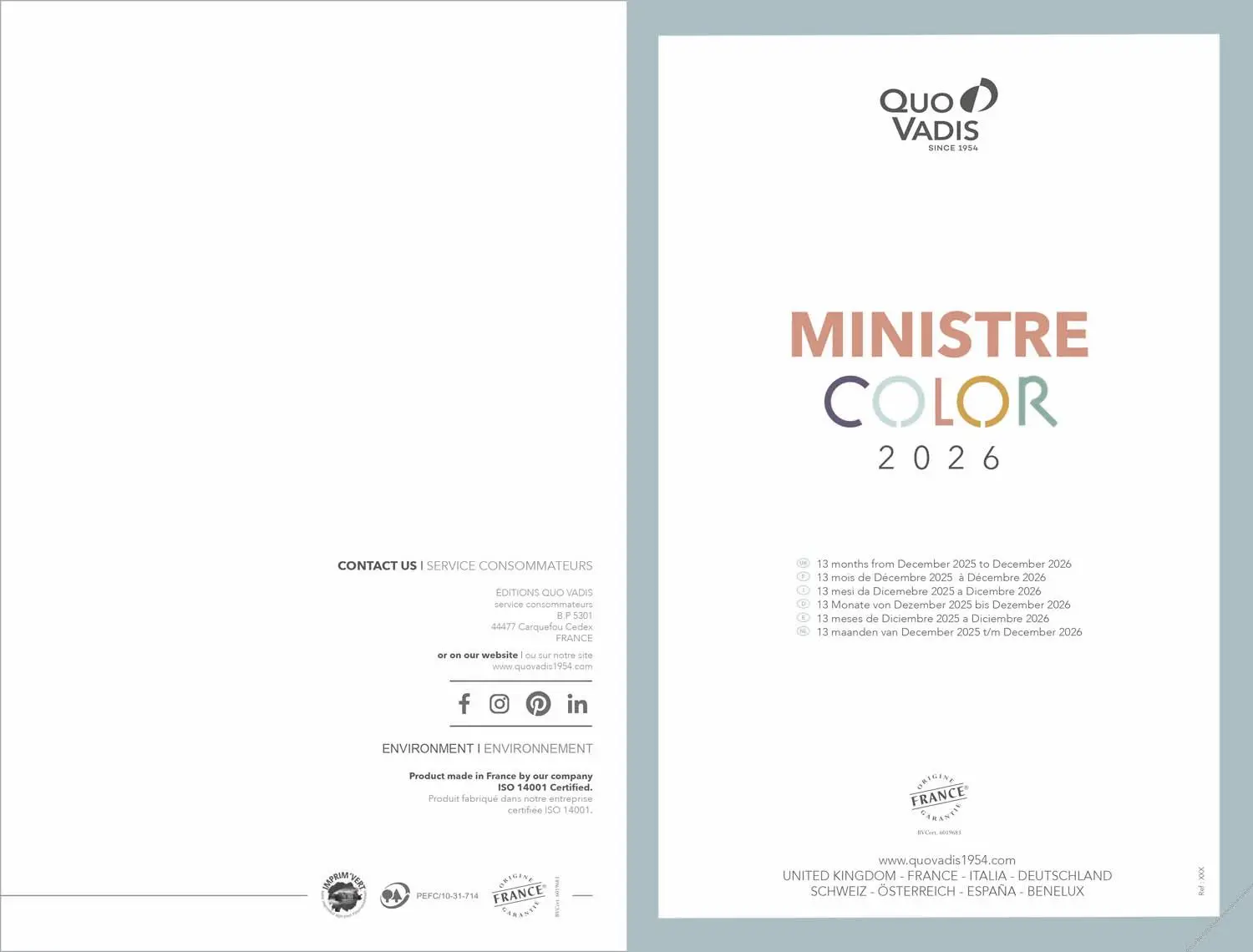 Bild: 3371010532629 | Minister Pastell Grün 2026 | Kalender im Schreibtischformat | Vadis