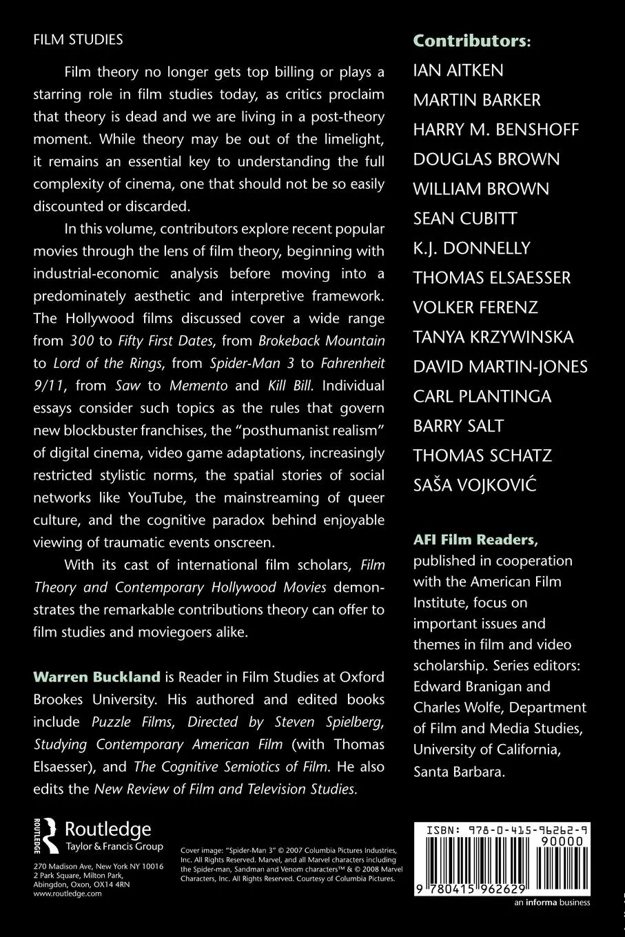 Rückseite: 9780415962629 | Film Theory and Contemporary Hollywood Movies | Warren Buckland | Buch
