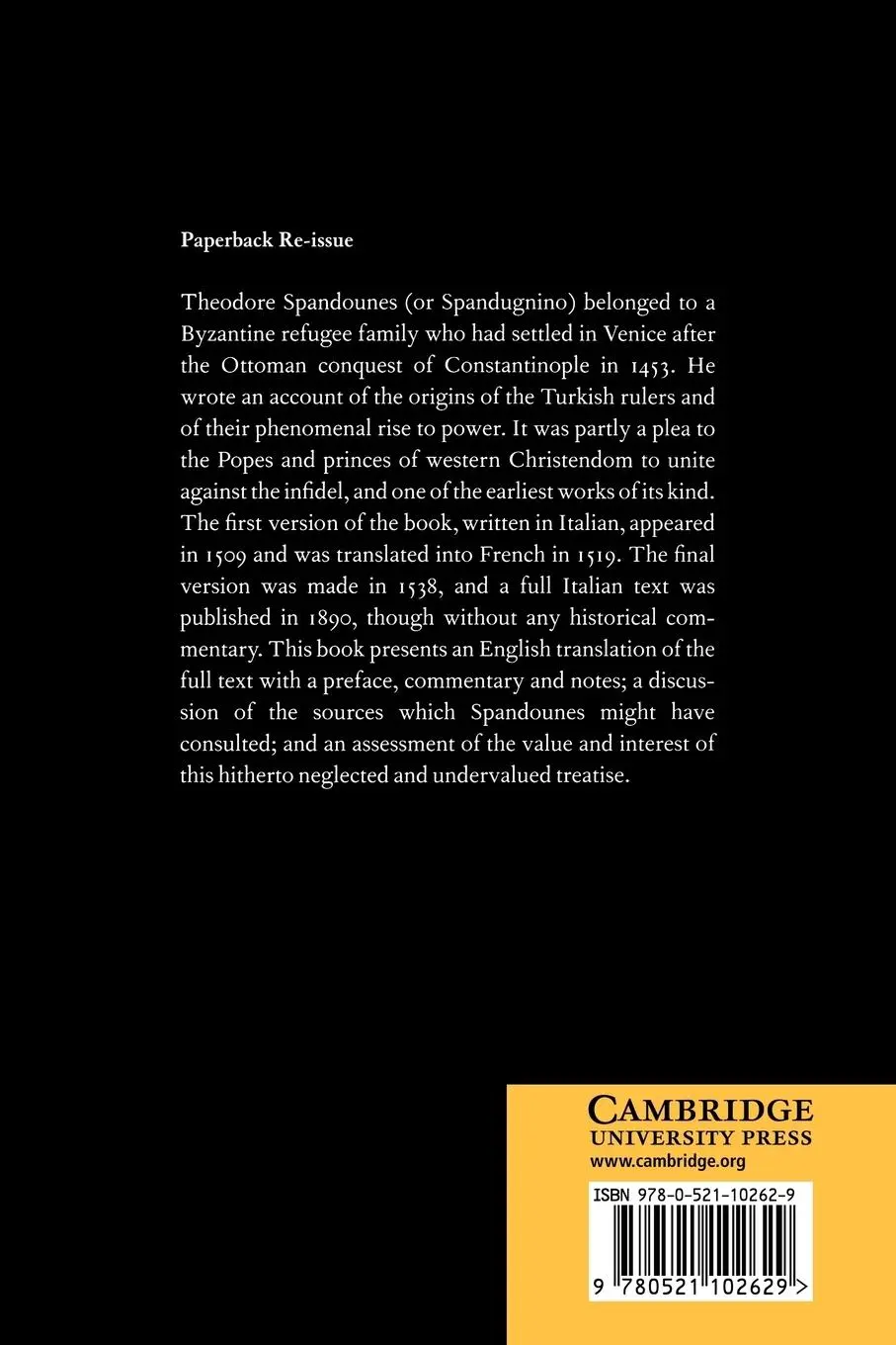 Rückseite: 9780521102629 | Theodore Spandounes | On the Origins of the Ottoman Emperors | Nicol