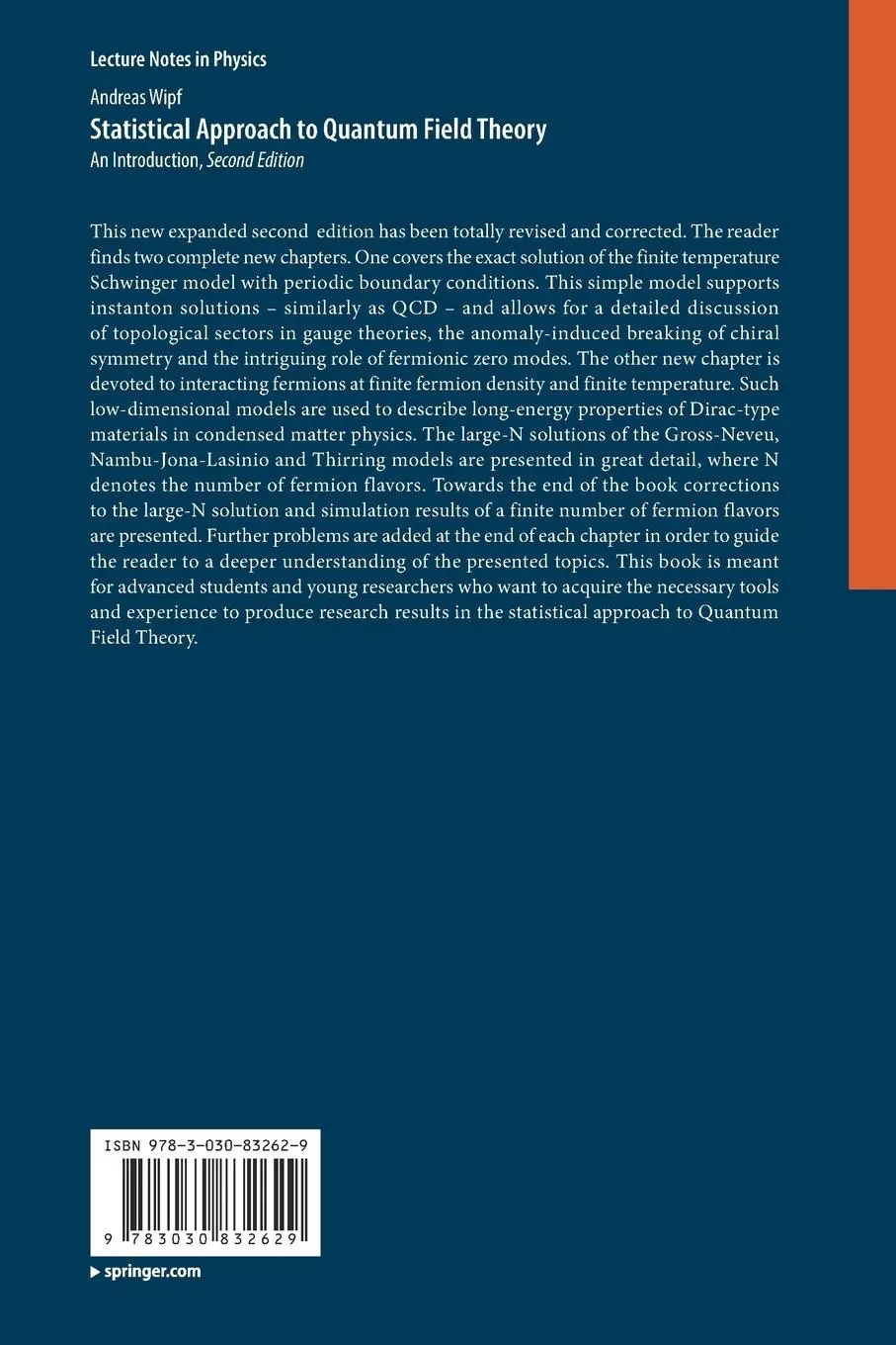 Rückseite: 9783030832629 | Statistical Approach to Quantum Field Theory | An Introduction | Wipf
