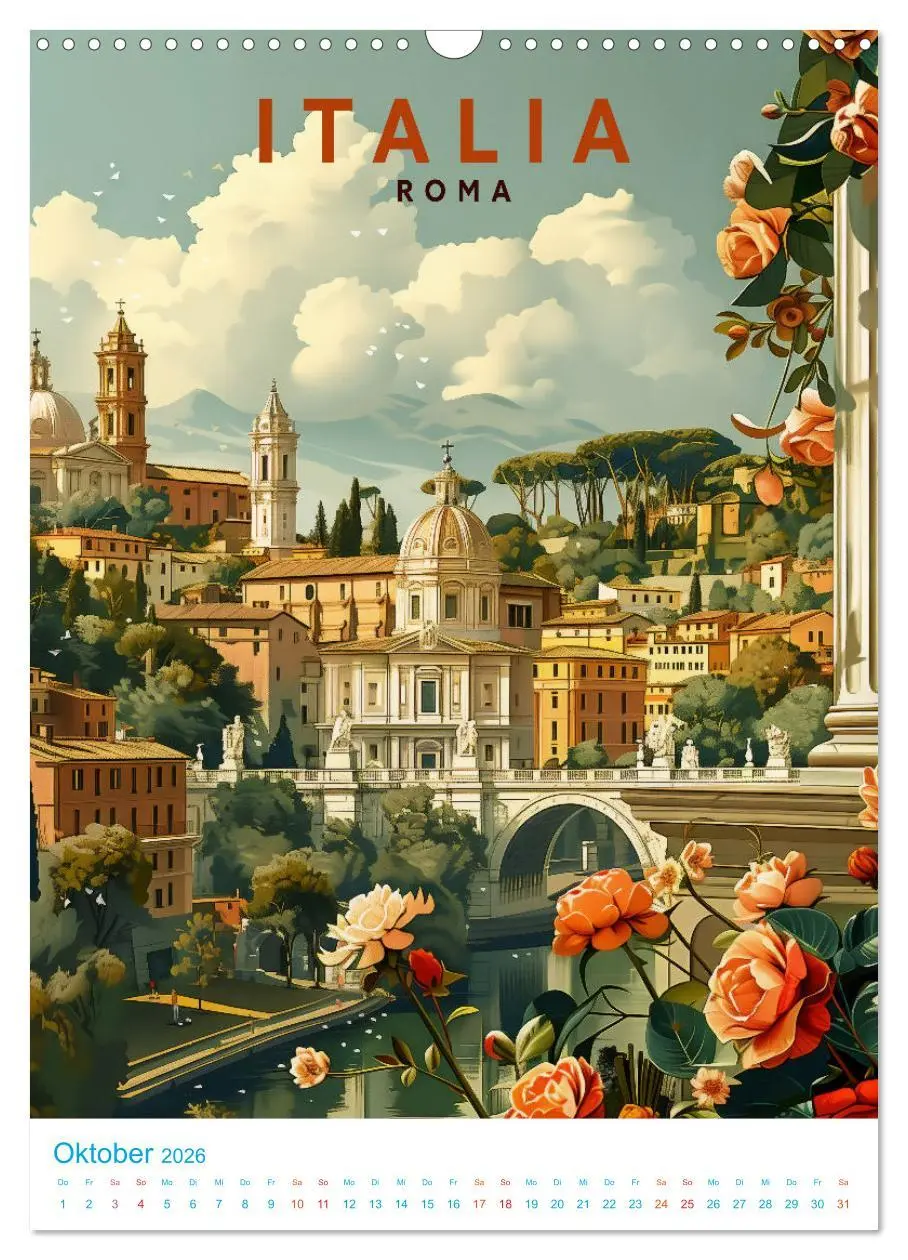 Bild: 9783516262629 | Italien - Old School Poster Style (Wandkalender 2026 DIN A3 hoch),...