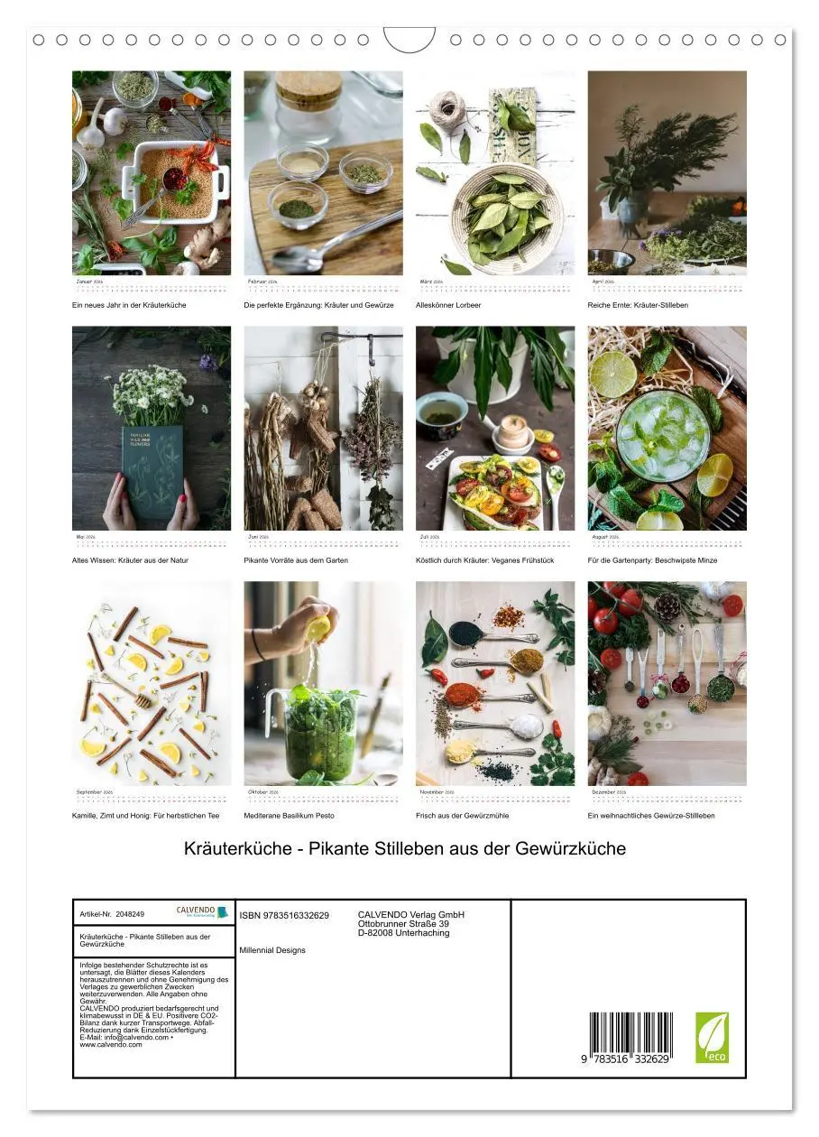 Bild: 9783516332629 | Kräuterküche - Pikante Stilleben aus der Gewürzküche (Wandkalender...