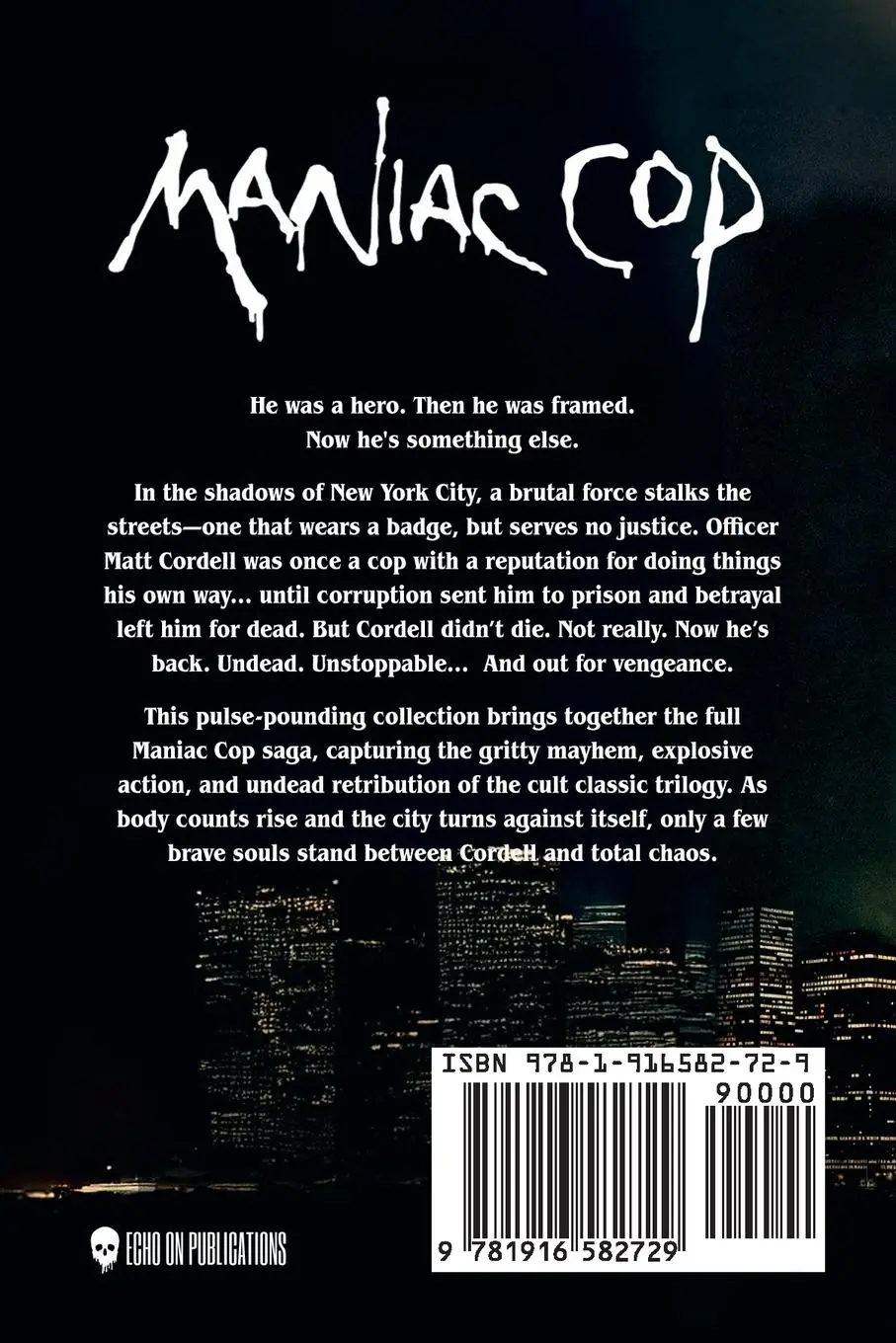 Rückseite: 9781916582729 | Maniac Cop | The Official Novelization Collection | Christian Francis