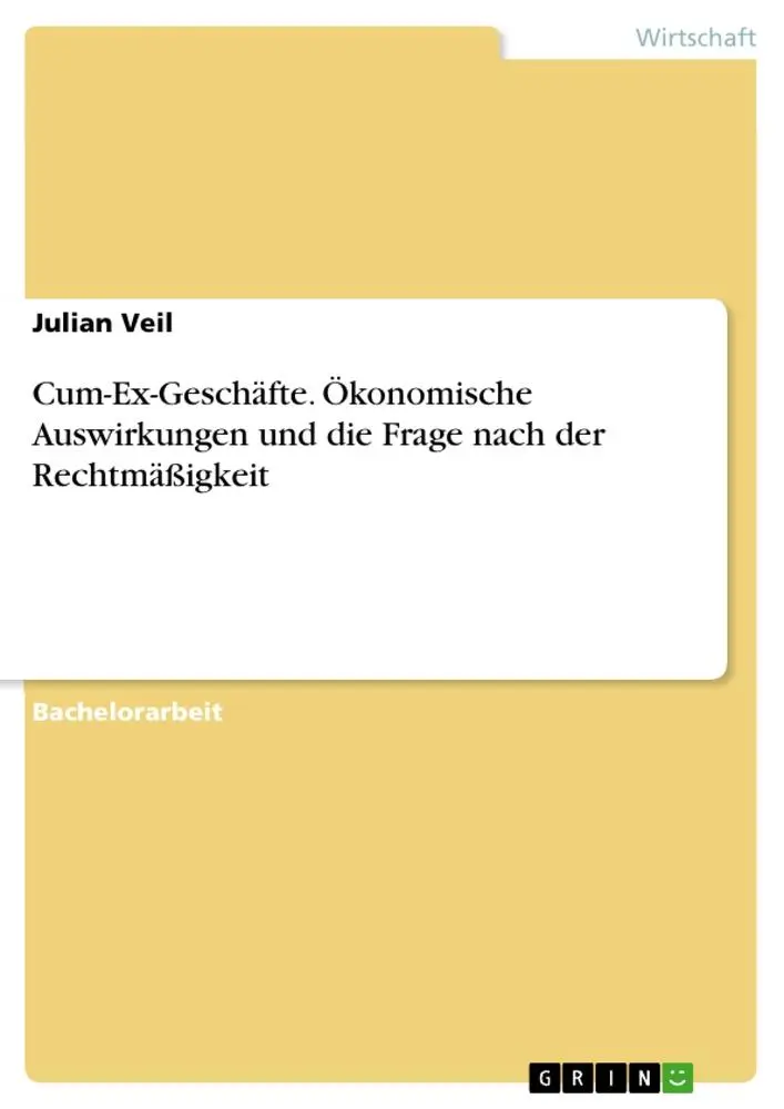 Cover: 9783346042729 | Cum-Ex-Geschäfte. Ökonomische Auswirkungen und die Frage nach der...