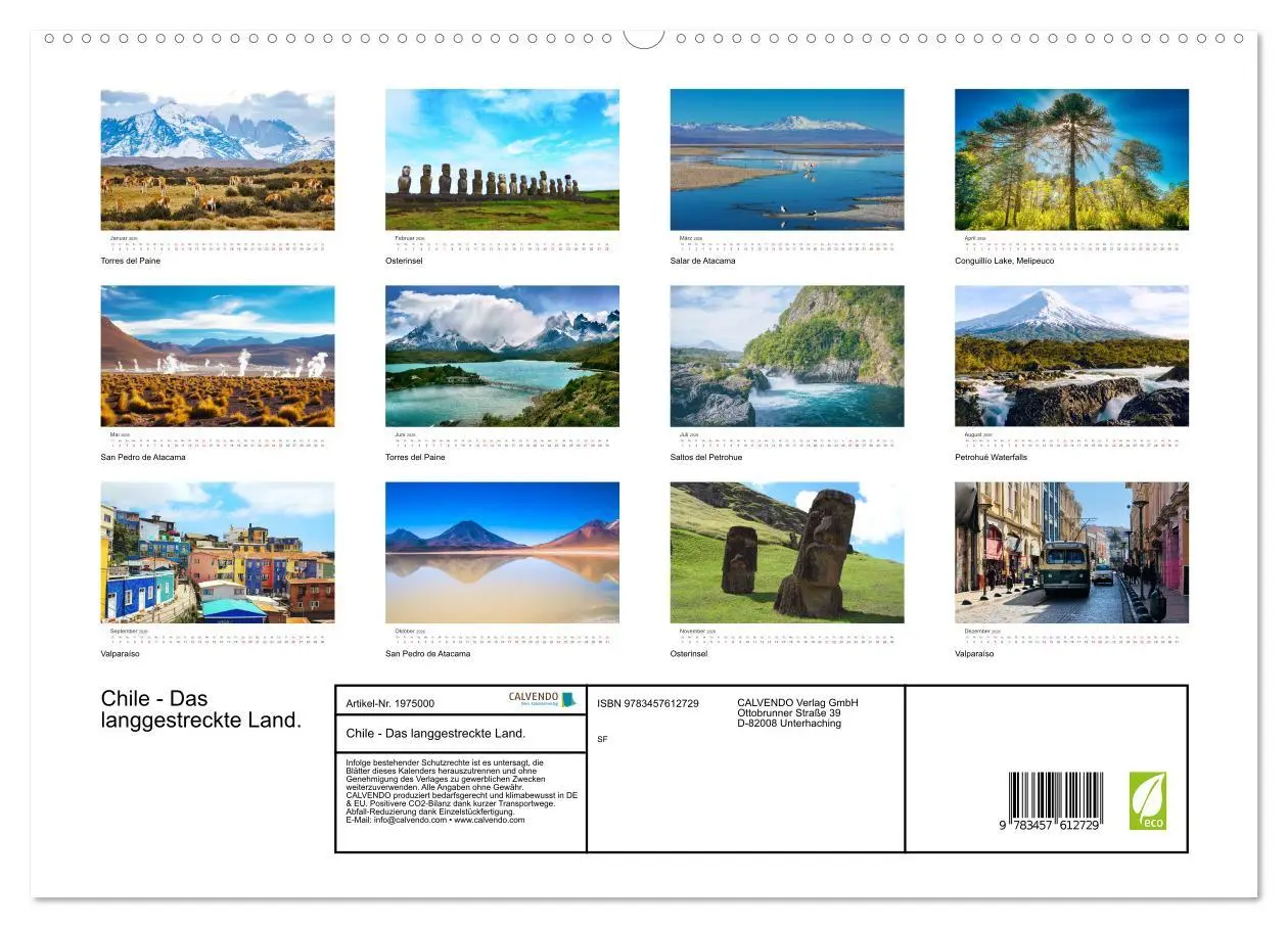 Bild: 9783457612729 | Chile - Das langgestreckte Land. (Wandkalender 2026 DIN A2 quer),...