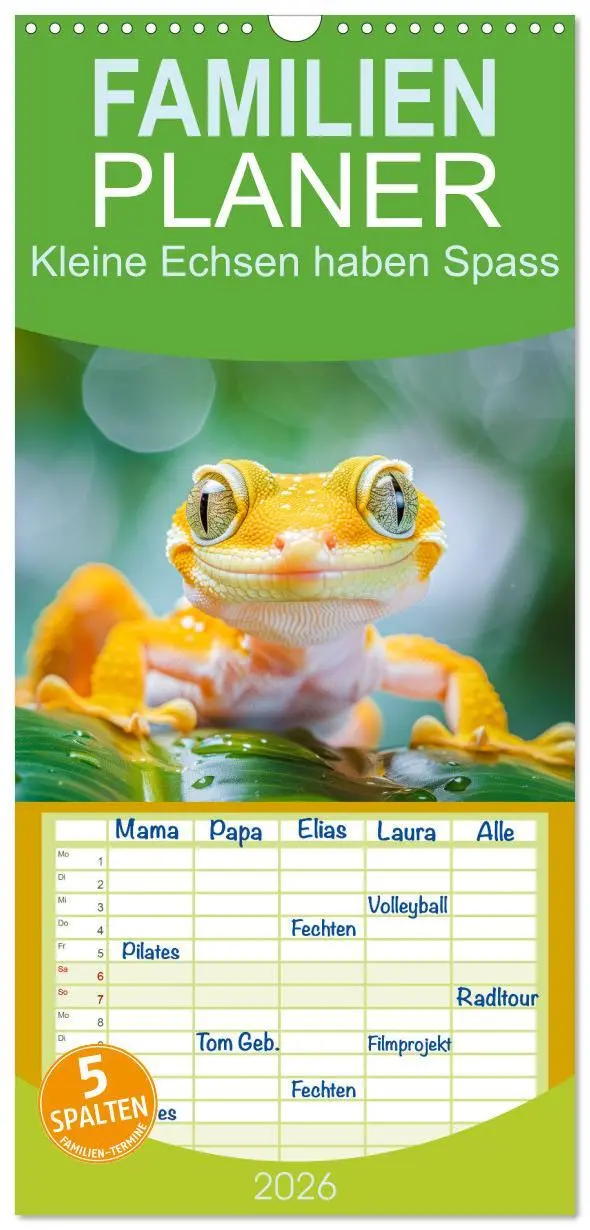 Cover: 9783516492729 | Familienplaner 2026 - Kleine Echsen haben Spass mit 5 Spalten...
