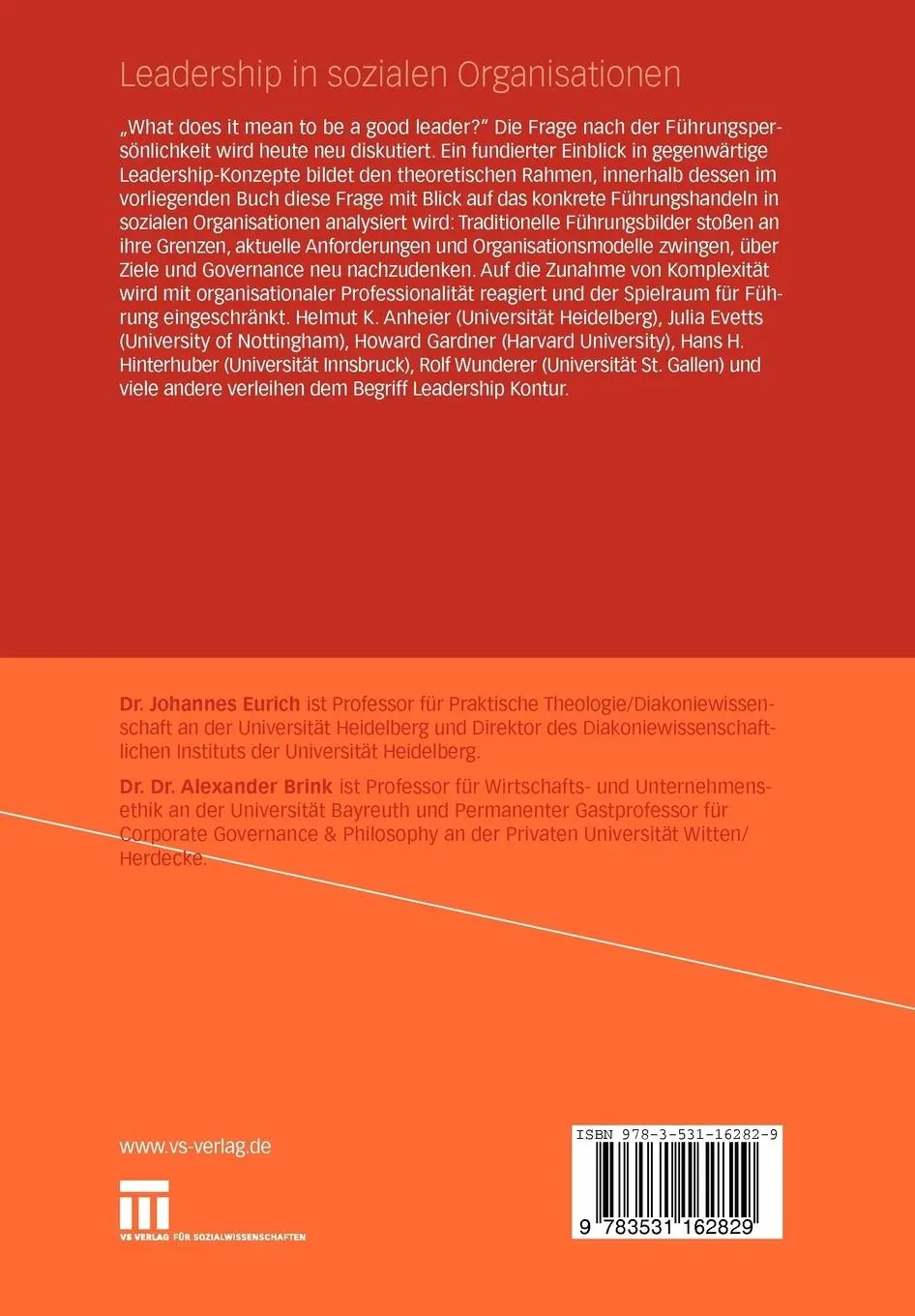 Rückseite: 9783531162829 | Leadership in sozialen Organisationen | Alexander Brink (u. a.) | Buch