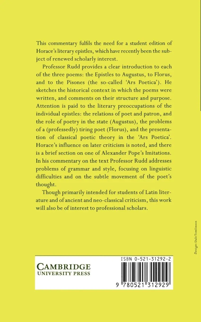 Rückseite: 9780521312929 | Horace | Epistles Book II and Ars Poetica | Mayer (u. a.) | Buch