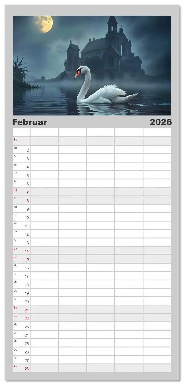 Bild: 9783516612929 | Familienplaner 2026 - Schattenkuss - Tiere in den Armen der Nacht...