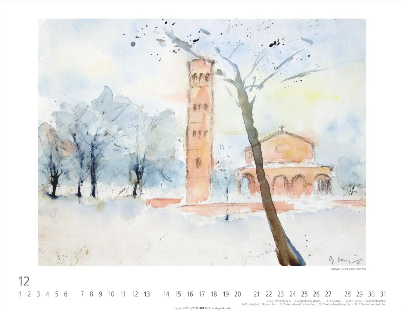 Bild: 9783839902929 | Zwischen Himmel und Erde Kalender 2026 - Aquarelle von Hans-Jürgen...