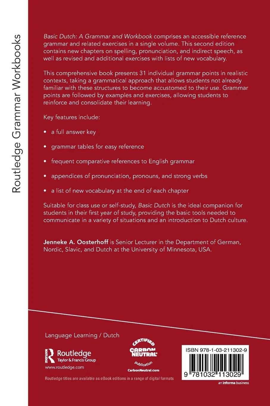 Rückseite: 9781032113029 | Basic Dutch | A Grammar and Workbook | Jenneke A Oosterhoff | Buch