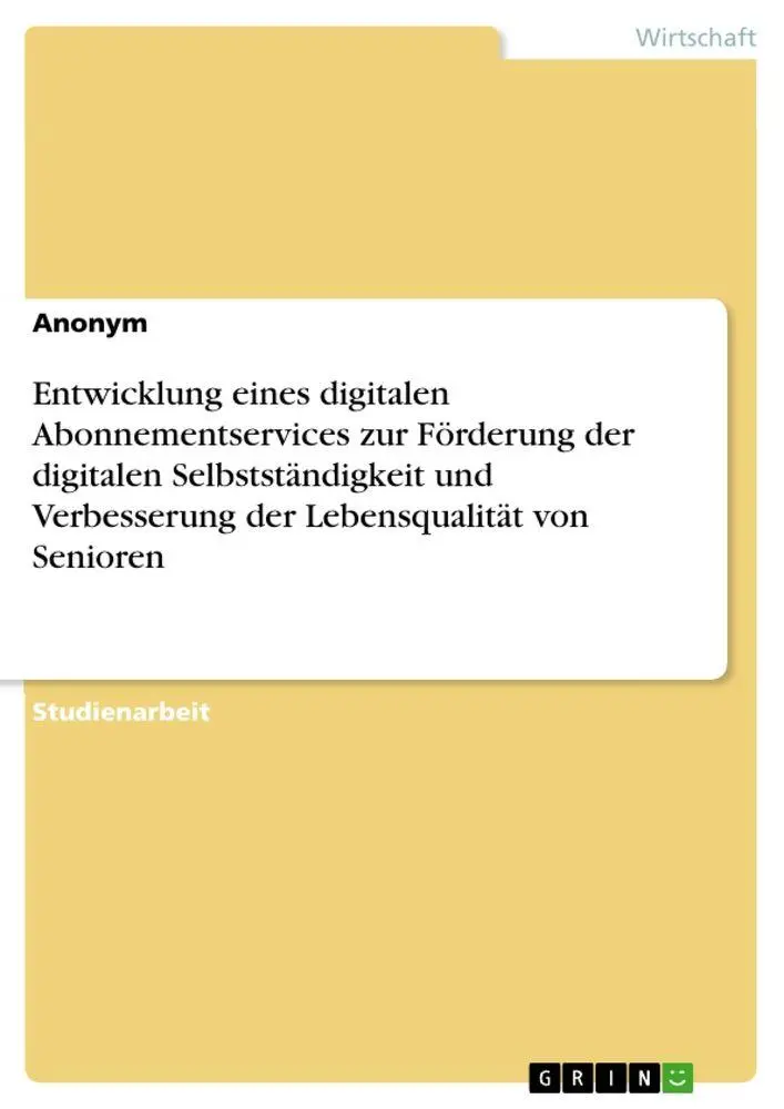 Cover: 9783389103029 | Entwicklung eines digitalen Abonnementservices zur Förderung der...