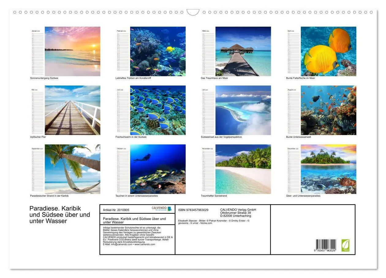 Bild: 9783457963029 | Paradiese. Karibik und Südsee über und unter Wasser (Wandkalender...