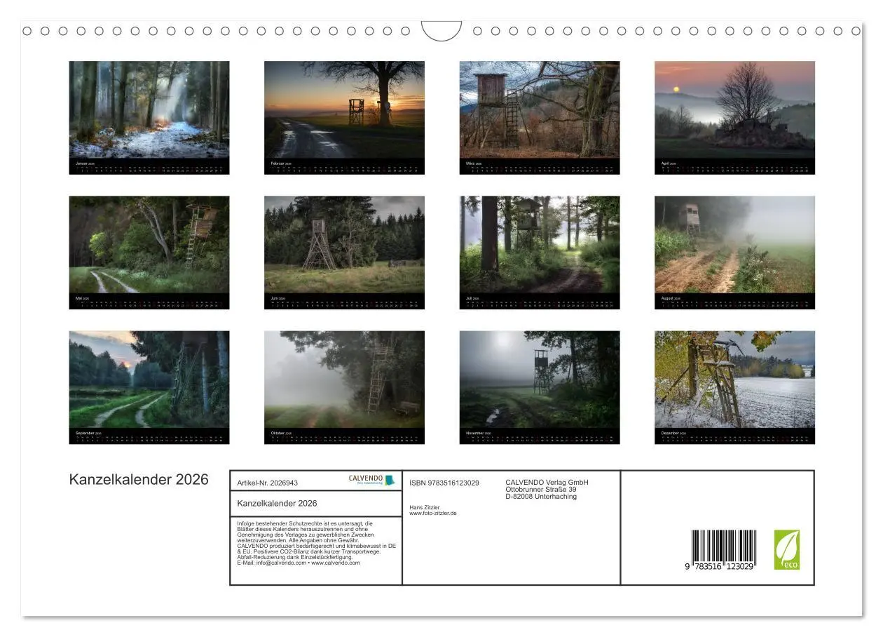 Bild: 9783516123029 | Kanzelkalender 2026 (Wandkalender 2026 DIN A3 quer), CALVENDO...