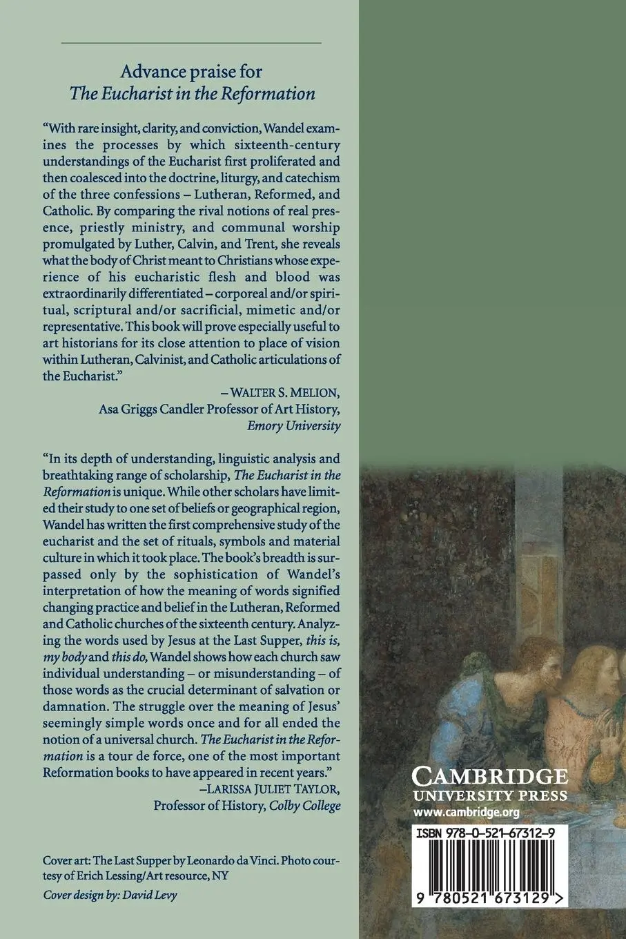 Rückseite: 9780521673129 | The Eucharist in the Reformation | Lee Palmer Wandel | Taschenbuch
