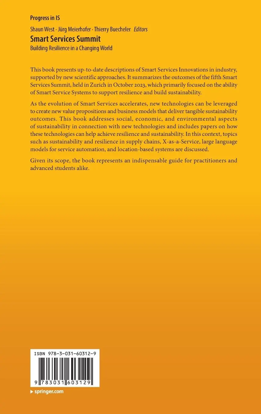 Rückseite: 9783031603129 | Smart Services Summit | Building Resilience in a Changing World | Buch
