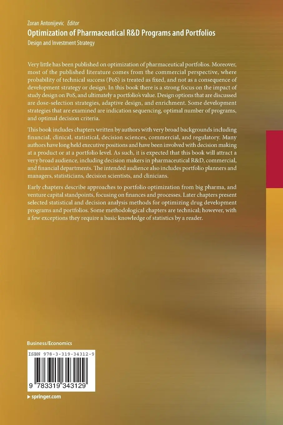 Rückseite: 9783319343129 | Optimization of Pharmaceutical R&amp;D Programs and Portfolios | Buch