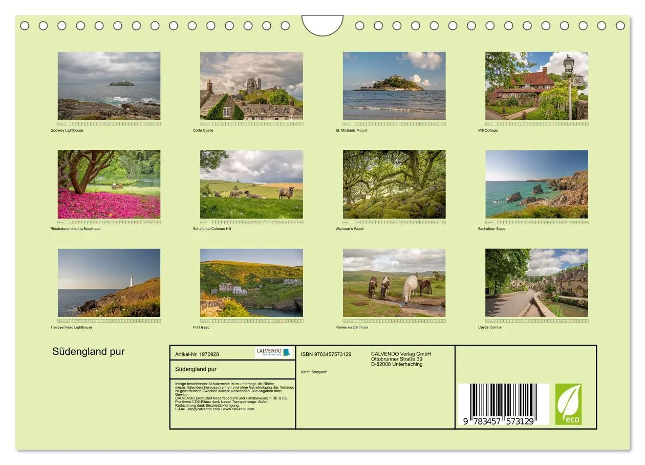 Bild: 9783457573129 | Südengland pur (Wandkalender 2026 DIN A4 quer), CALVENDO...