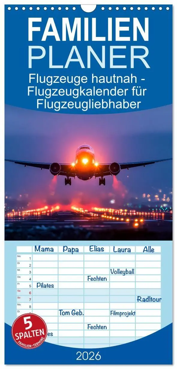 Cover: 9783516663129 | Familienplaner 2026 - Flugzeuge hautnah - Flugzeugkalender für...