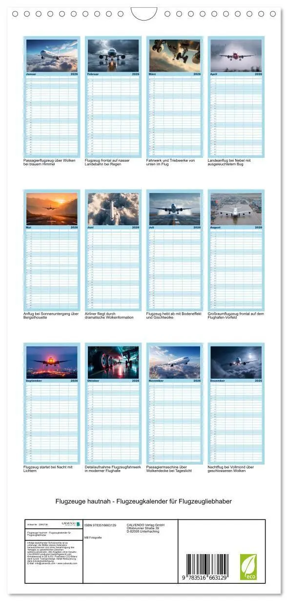 Bild: 9783516663129 | Familienplaner 2026 - Flugzeuge hautnah - Flugzeugkalender für...