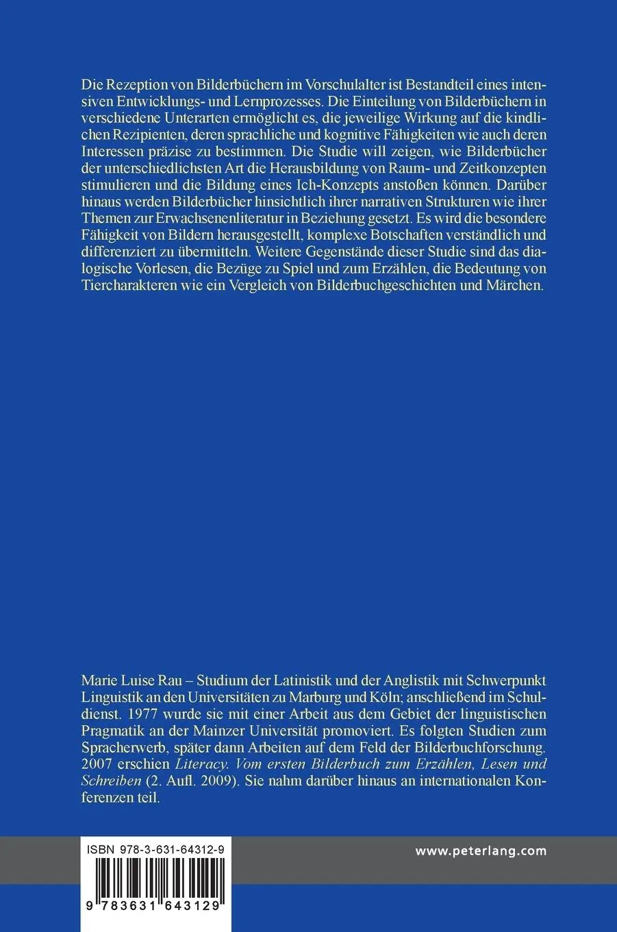 Rückseite: 9783631643129 | Kinder von 1 bis 6 | Bilderbuchrezeption und kognitive Entwicklung