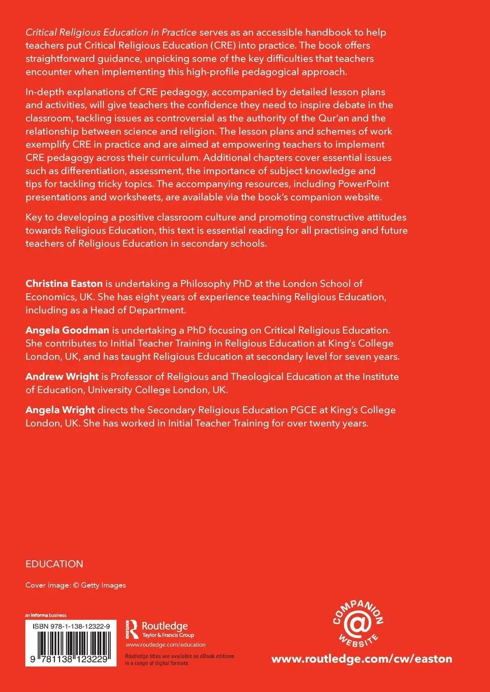 Rückseite: 9781138123229 | Critical Religious Education in Practice | Christina Easton (u. a.)
