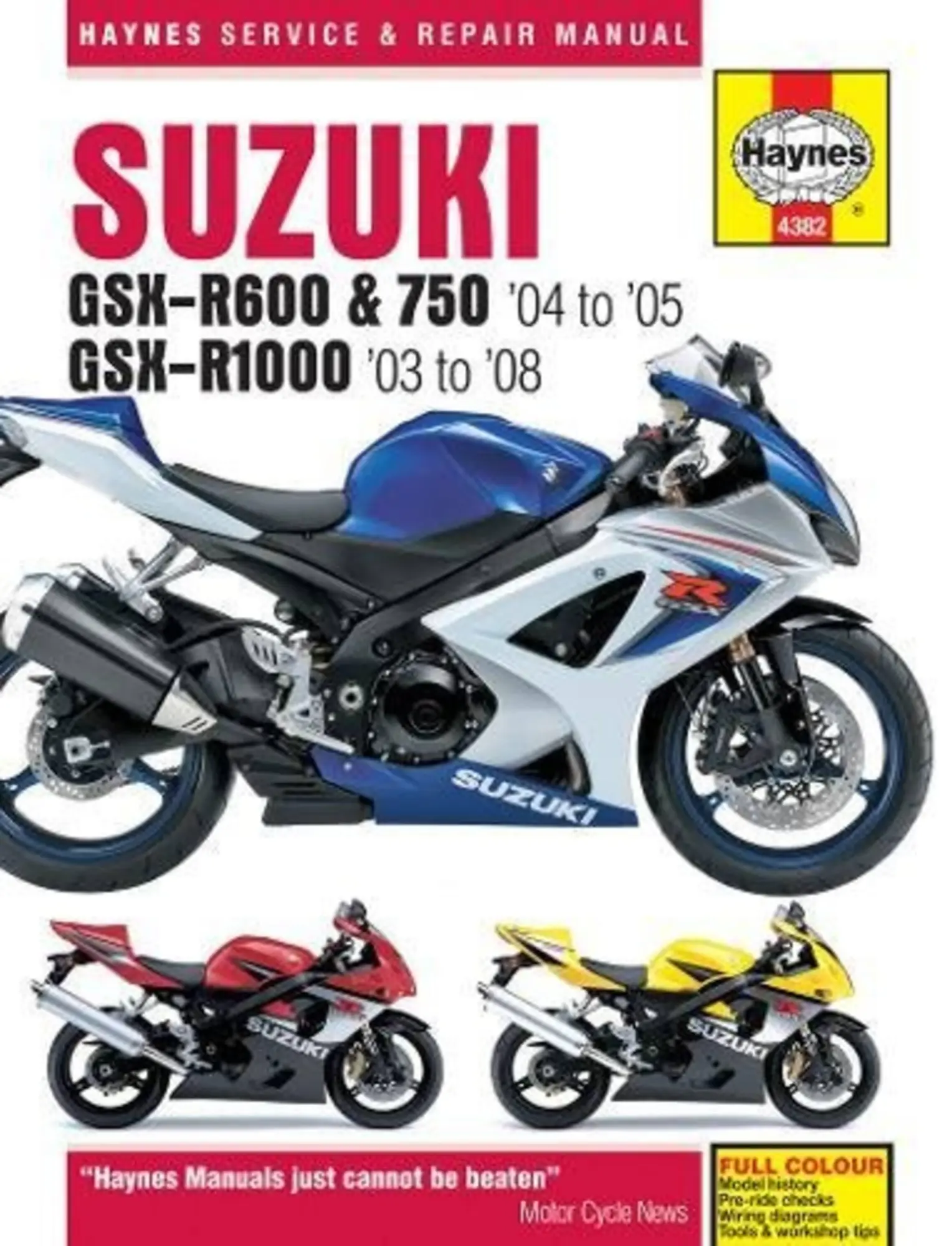 Cover: 9781785213229 | Suzuki GSX-R600/750 (04 - 05) &amp; GSX-R1000 (03 - 08) Haynes Repair...