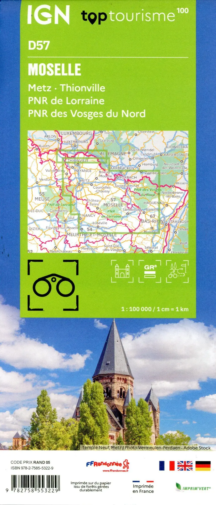 Bild: 9782758553229 | 57 Moselle | 1:100000 | (Land-)Karte | IGN Top 100 départemental
