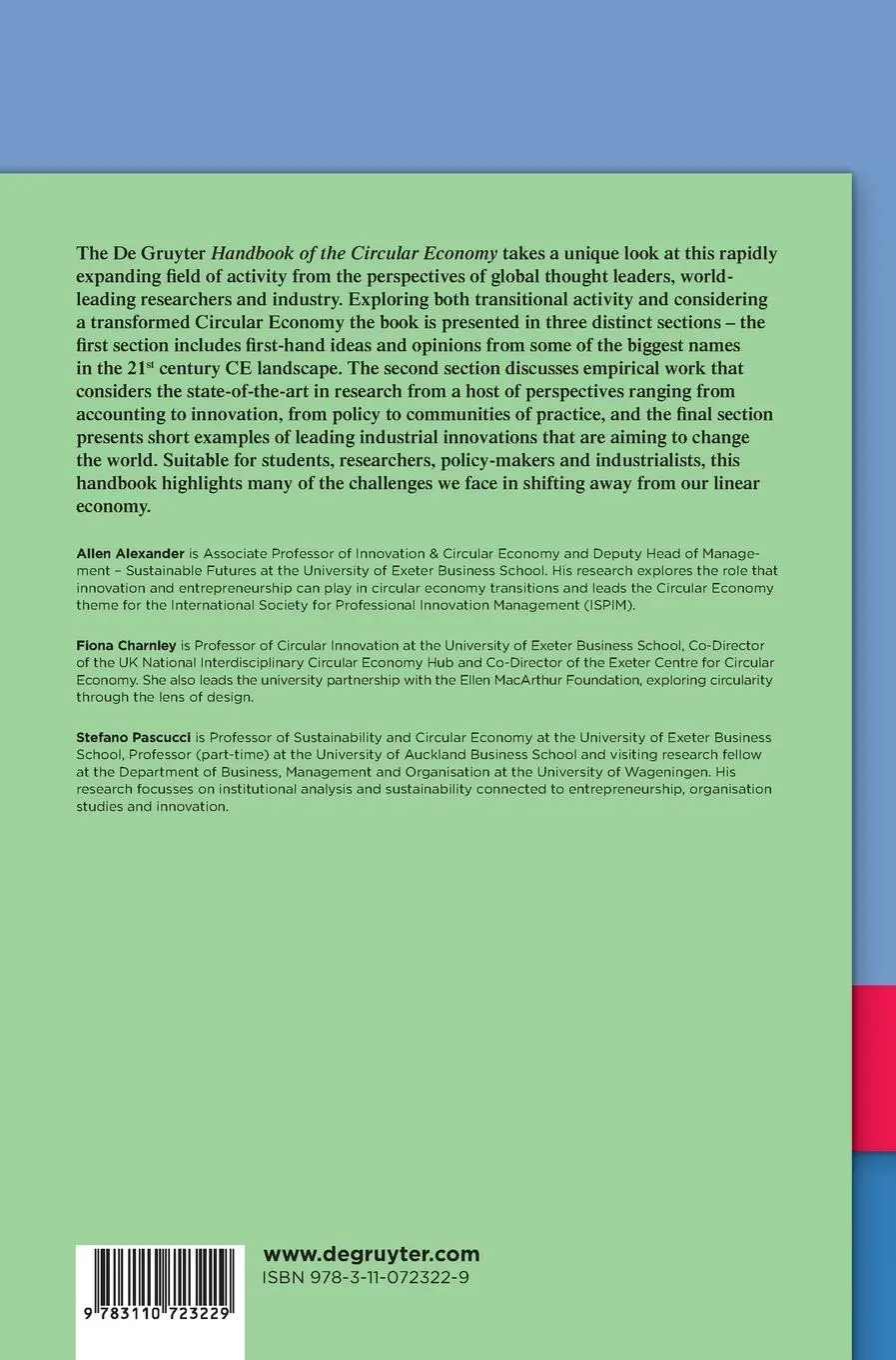 Rückseite: 9783110723229 | Handbook of the Circular Economy | Transitions and Transformation