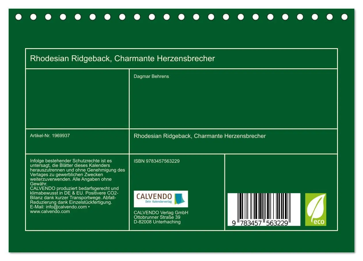 Bild: 9783457563229 | Rhodesian Ridgeback, Charmante Herzensbrecher (Tischkalender 2026...