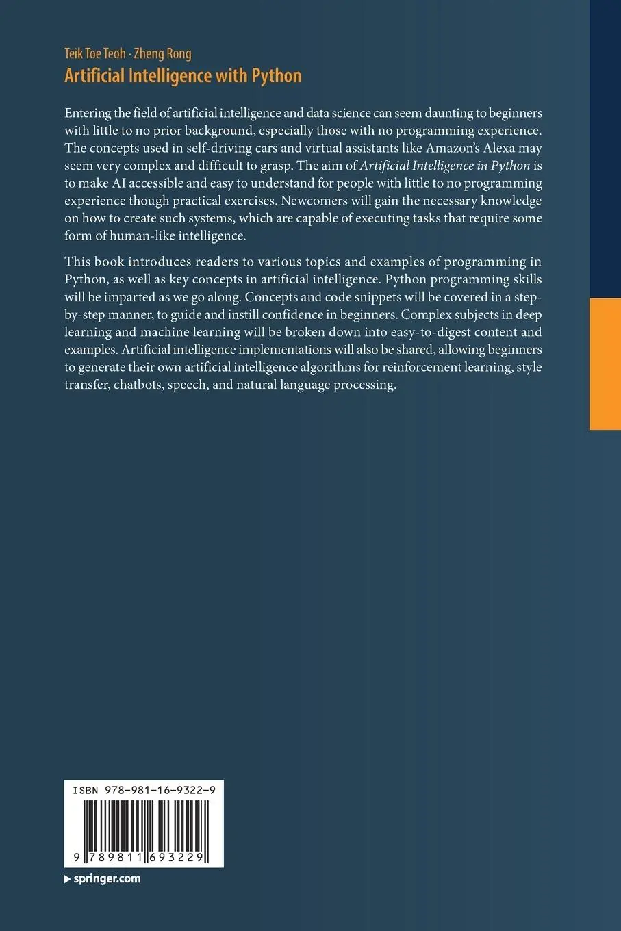 Rückseite: 9789811693229 | Artificial Intelligence with Python | Teik Toe Teoh (u. a.) | Buch