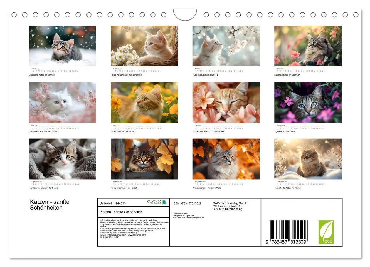 Bild: 9783457313329 | Katzen - sanfte Schönheiten (Wandkalender 2026 DIN A4 quer),...