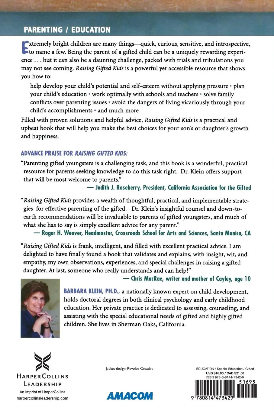 Rückseite: 9780814473429 | Raising Gifted Kids | Barbara Klein | Taschenbuch | Englisch | 2012