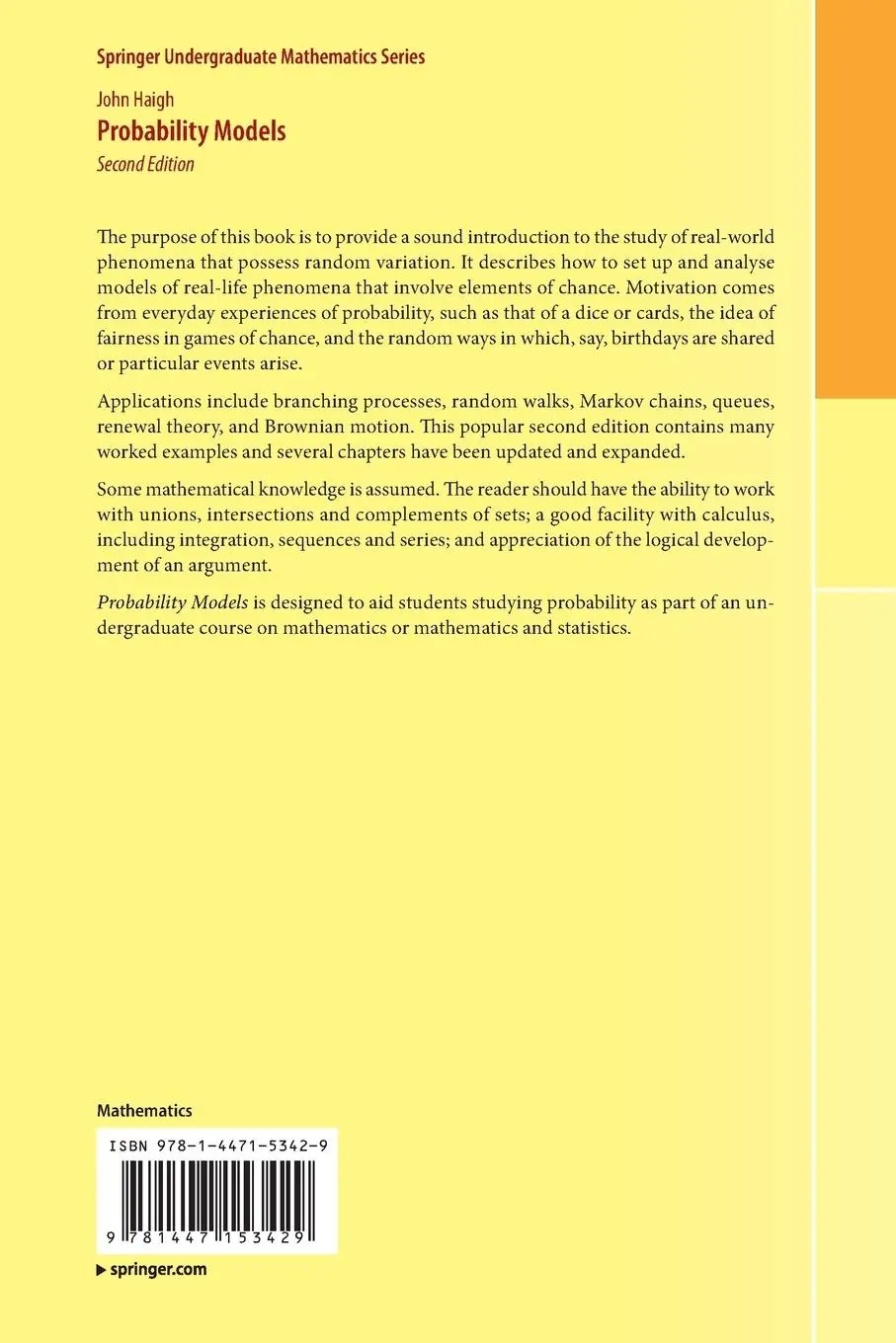Rückseite: 9781447153429 | Probability Models | John Haigh | Taschenbuch | xii | Englisch | 2013