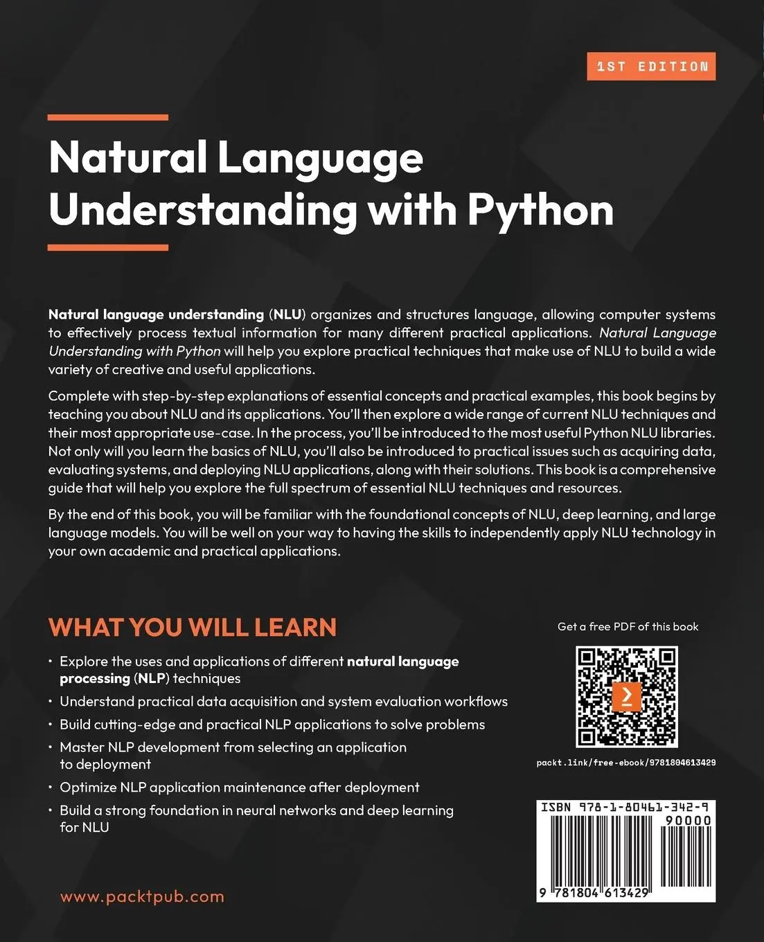 Rückseite: 9781804613429 | Natural Language Understanding with Python | Deborah A. Dahl | Buch