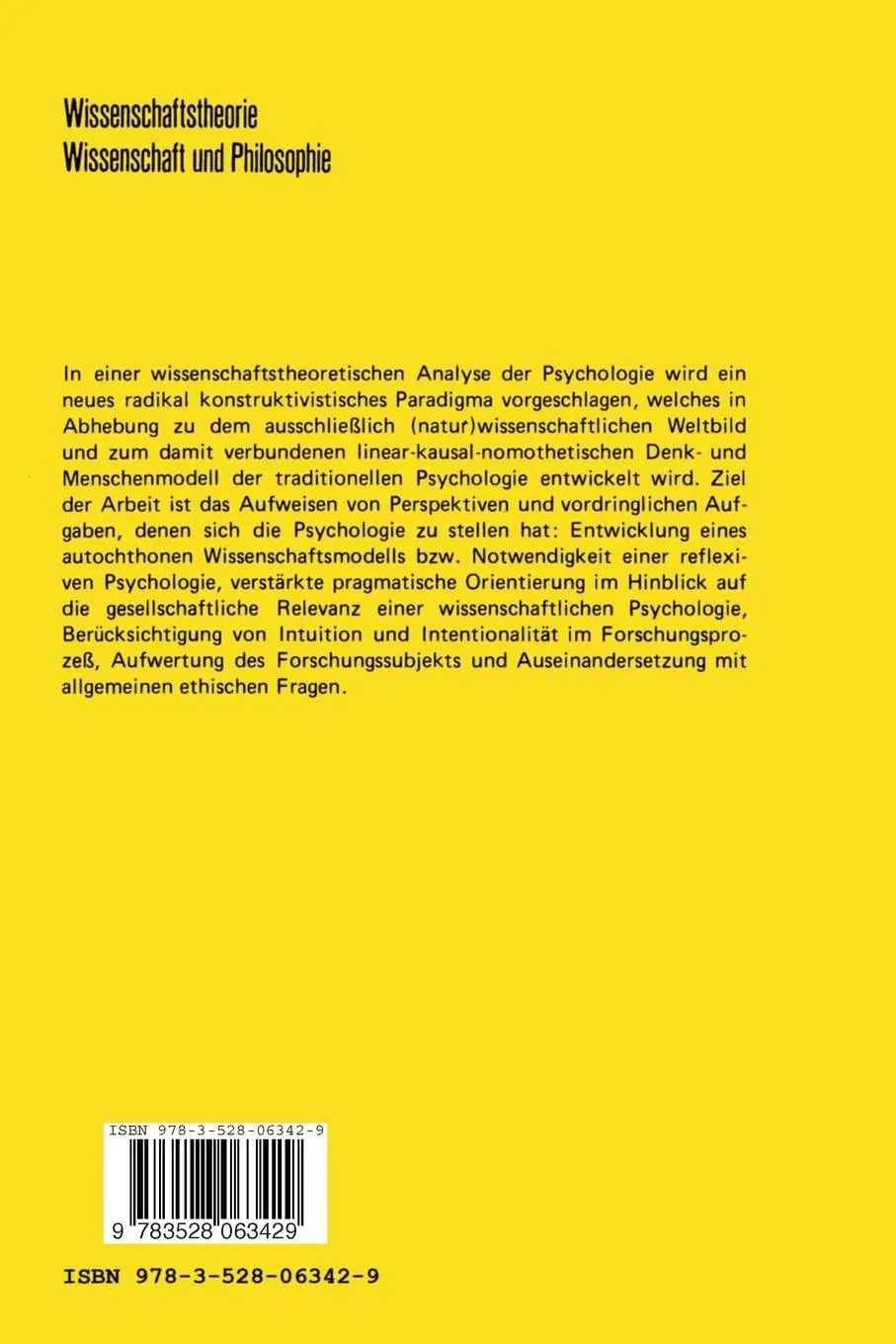 Rückseite: 9783528063429 | Das neue Paradigma der Psychologie | Werner Stangl | Taschenbuch | xxi