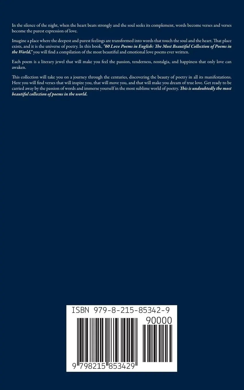 Rückseite: 9798215853429 | 60 Love Poems in English | Josyie Anifka | Taschenbuch | Englisch