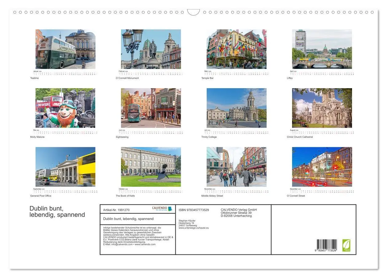Bild: 9783457773529 | Dublin bunt, lebendig, spannend (Wandkalender 2026 DIN A2 quer),...