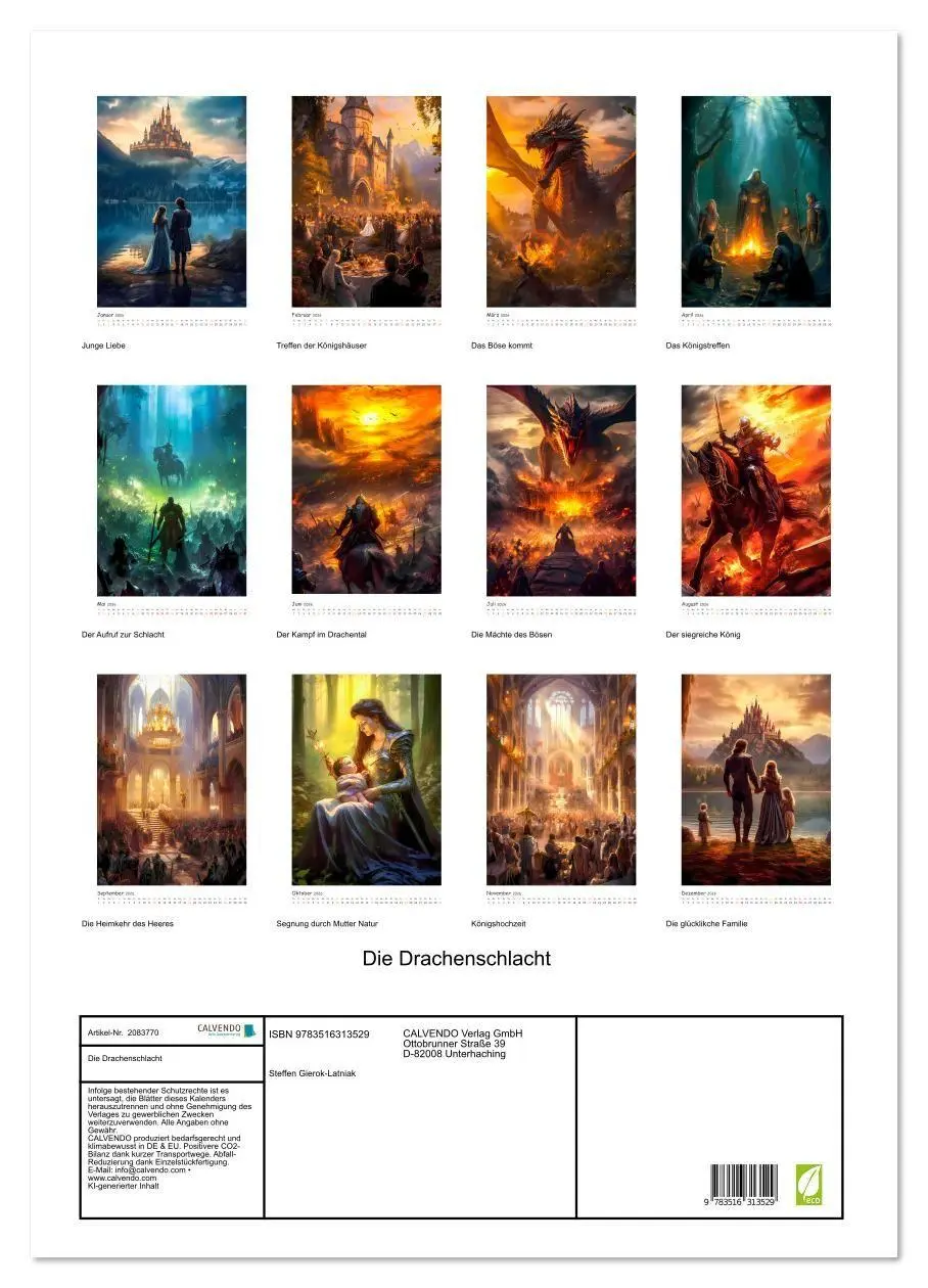 Bild: 9783516313529 | Die Drachenschlacht (Wandkalender 2026 DIN A2 hoch), CALVENDO...