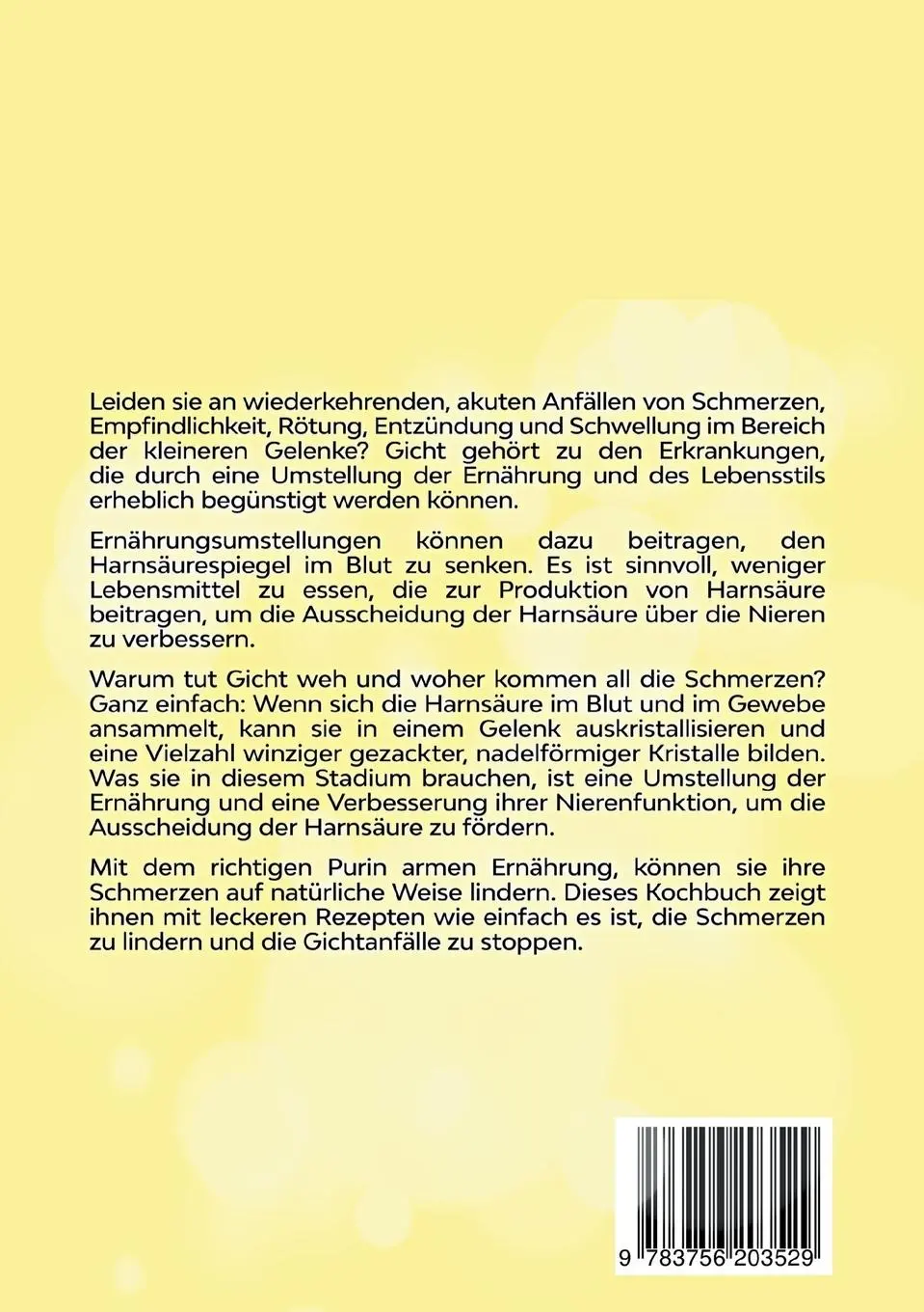 Rückseite: 9783756203529 | Gicht Kochbuch | Bettina Klaafs | Taschenbuch | 166 S. | Deutsch