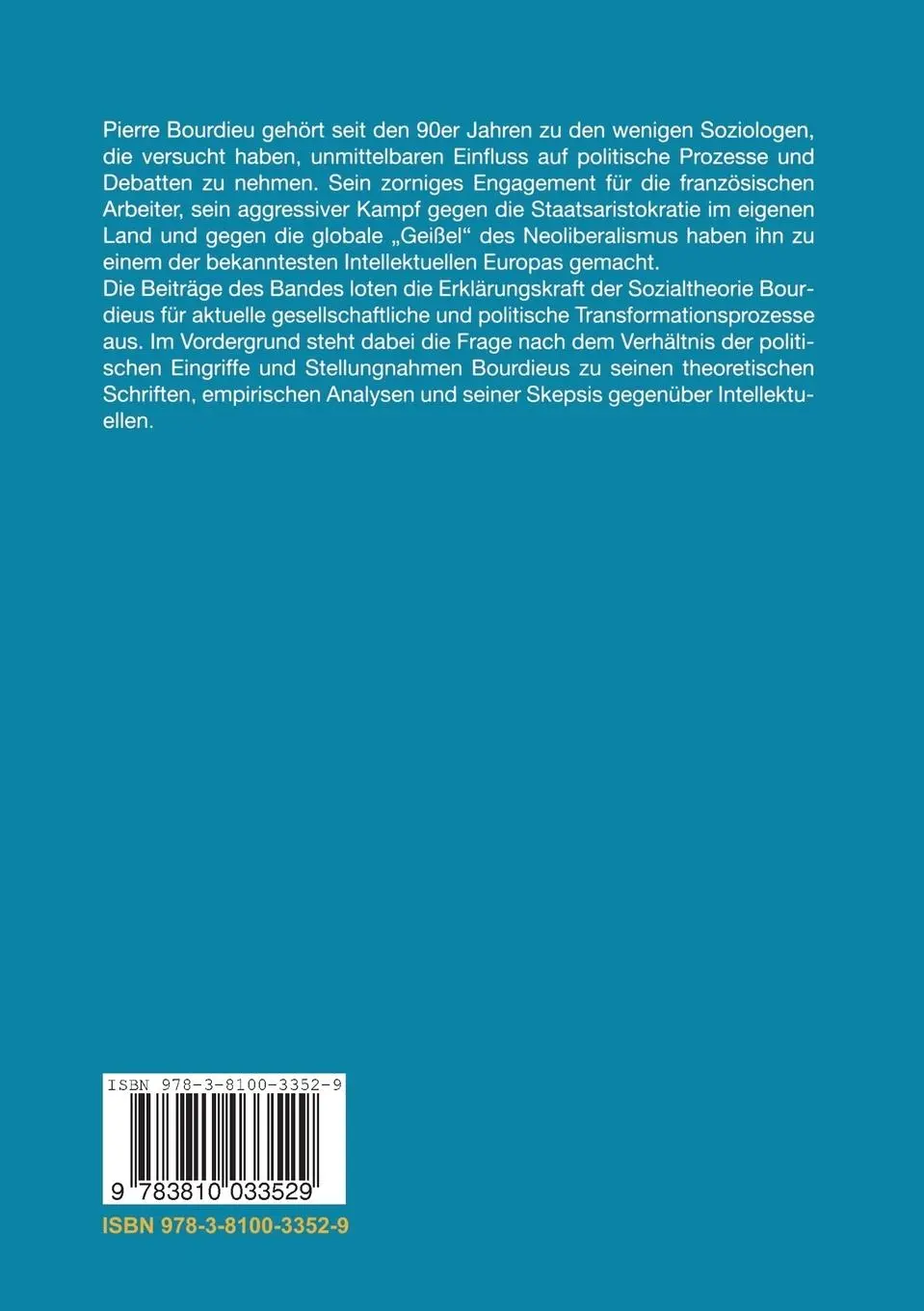 Rückseite: 9783810033529 | Theorie als Kampf? | Zur politischen Soziologie Pierre Bourdieus