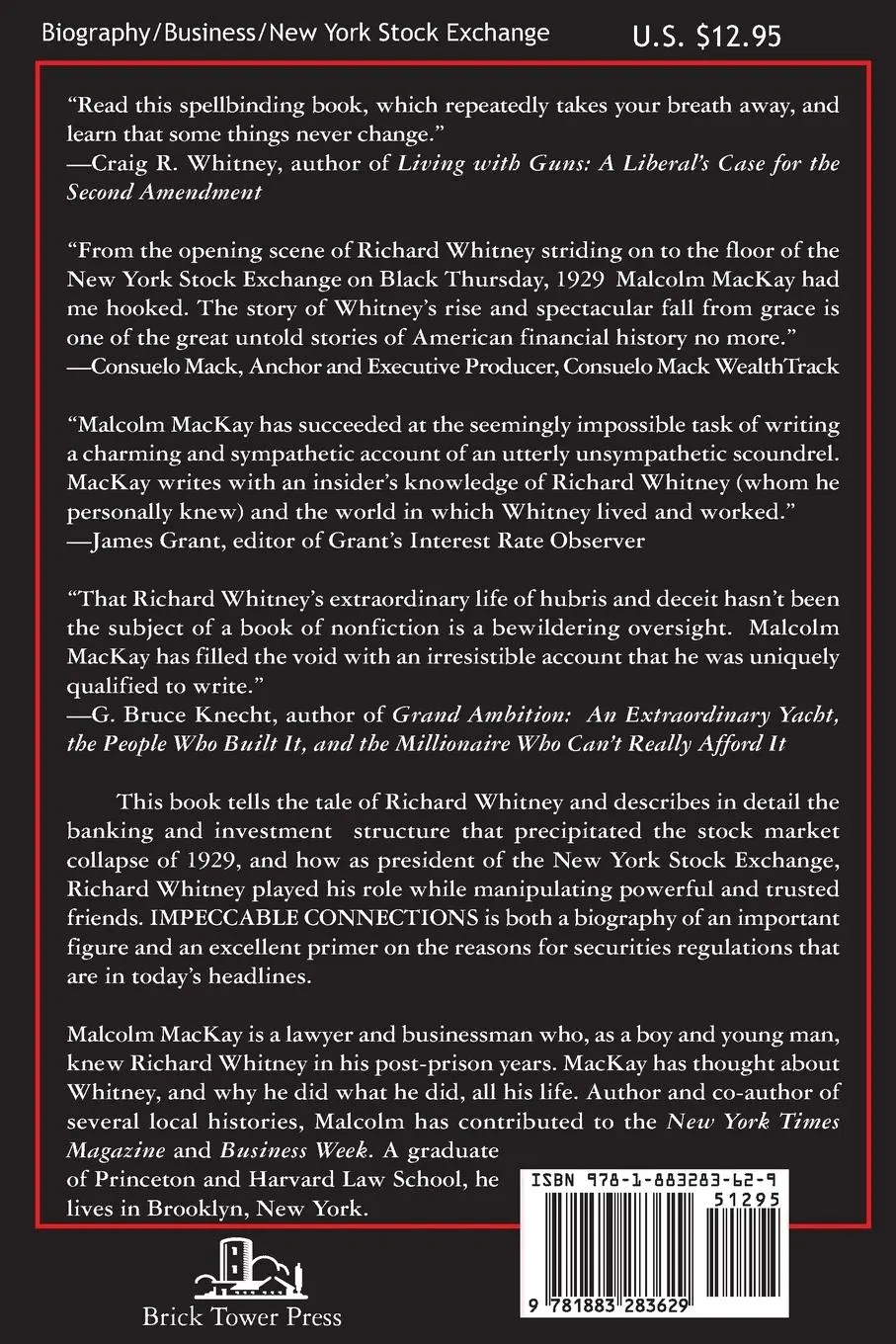 Rückseite: 9781883283629 | Impeccable Connections | The Rise and Fall of Richard Whitney | Mackay