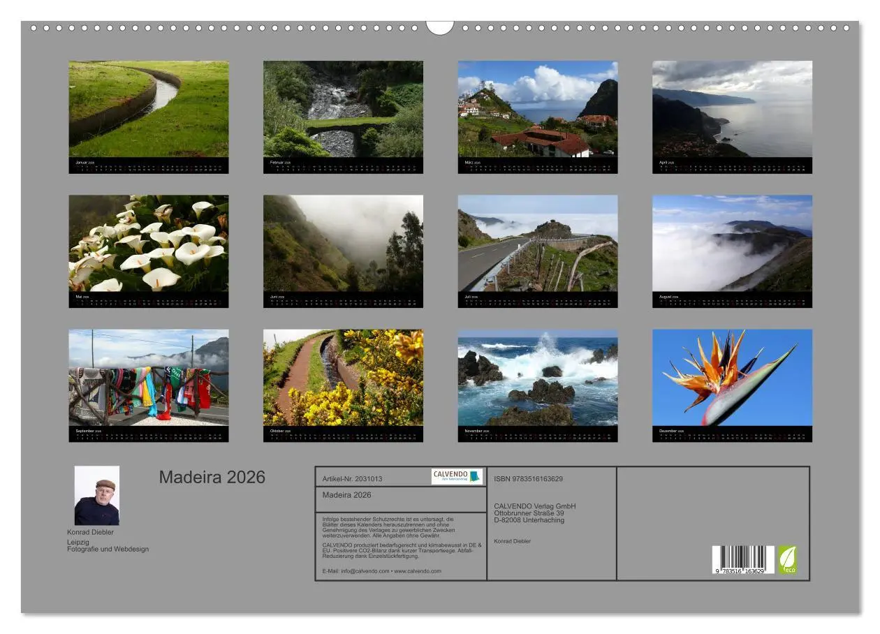 Bild: 9783516163629 | Madeira 2026 (Wandkalender 2026 DIN A2 quer), CALVENDO Monatskalender