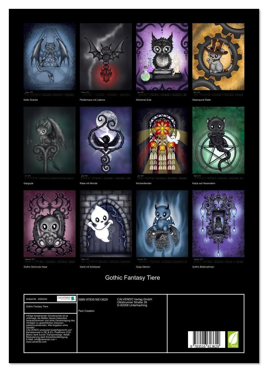 Bild: 9783516613629 | Gothic Fantasy Tiere (Wandkalender 2026 DIN A3 hoch), CALVENDO...