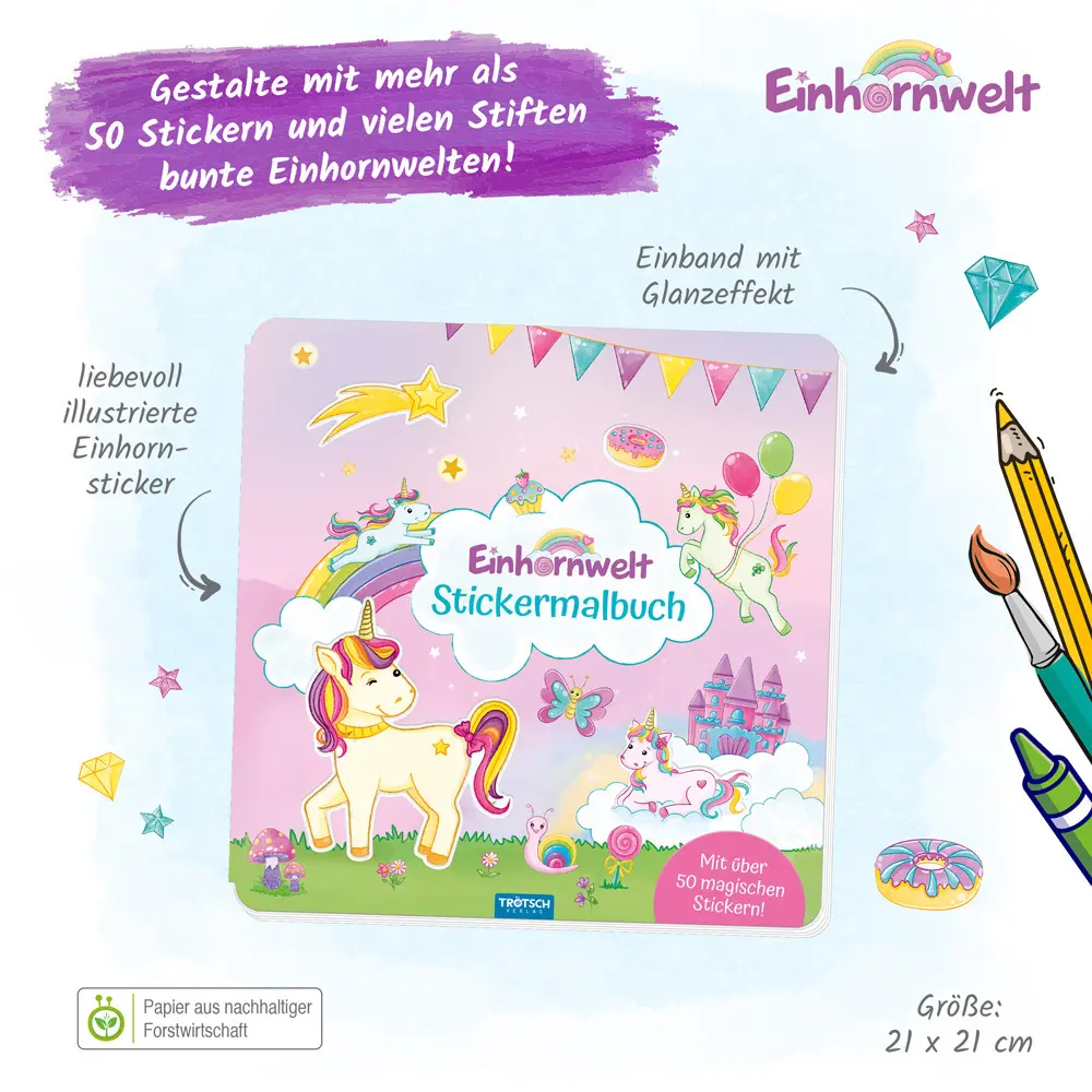Bild: 9783988023629 | Trötsch Malbuch Stickermalbuch Einhornwelt | Co.KG | 16 S. | Deutsch