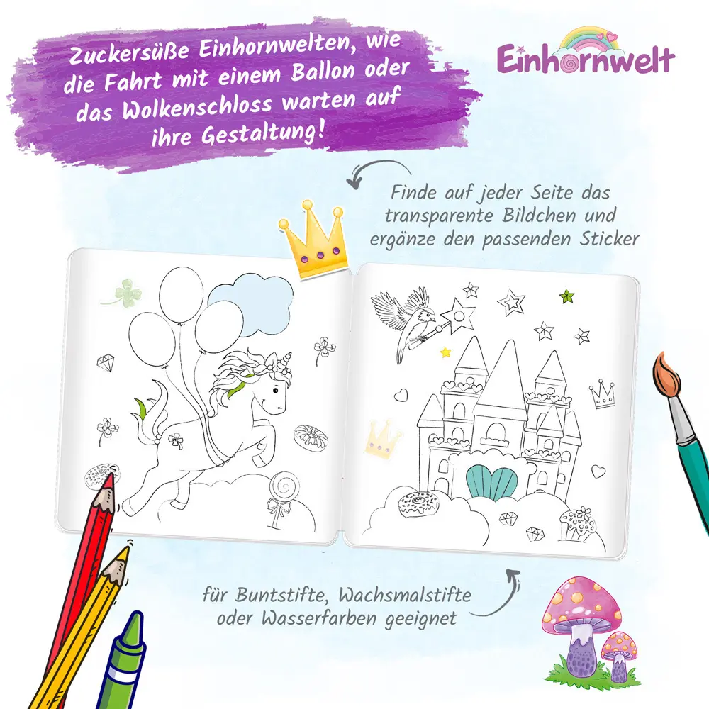 Bild: 9783988023629 | Trötsch Malbuch Stickermalbuch Einhornwelt | Co.KG | 16 S. | Deutsch