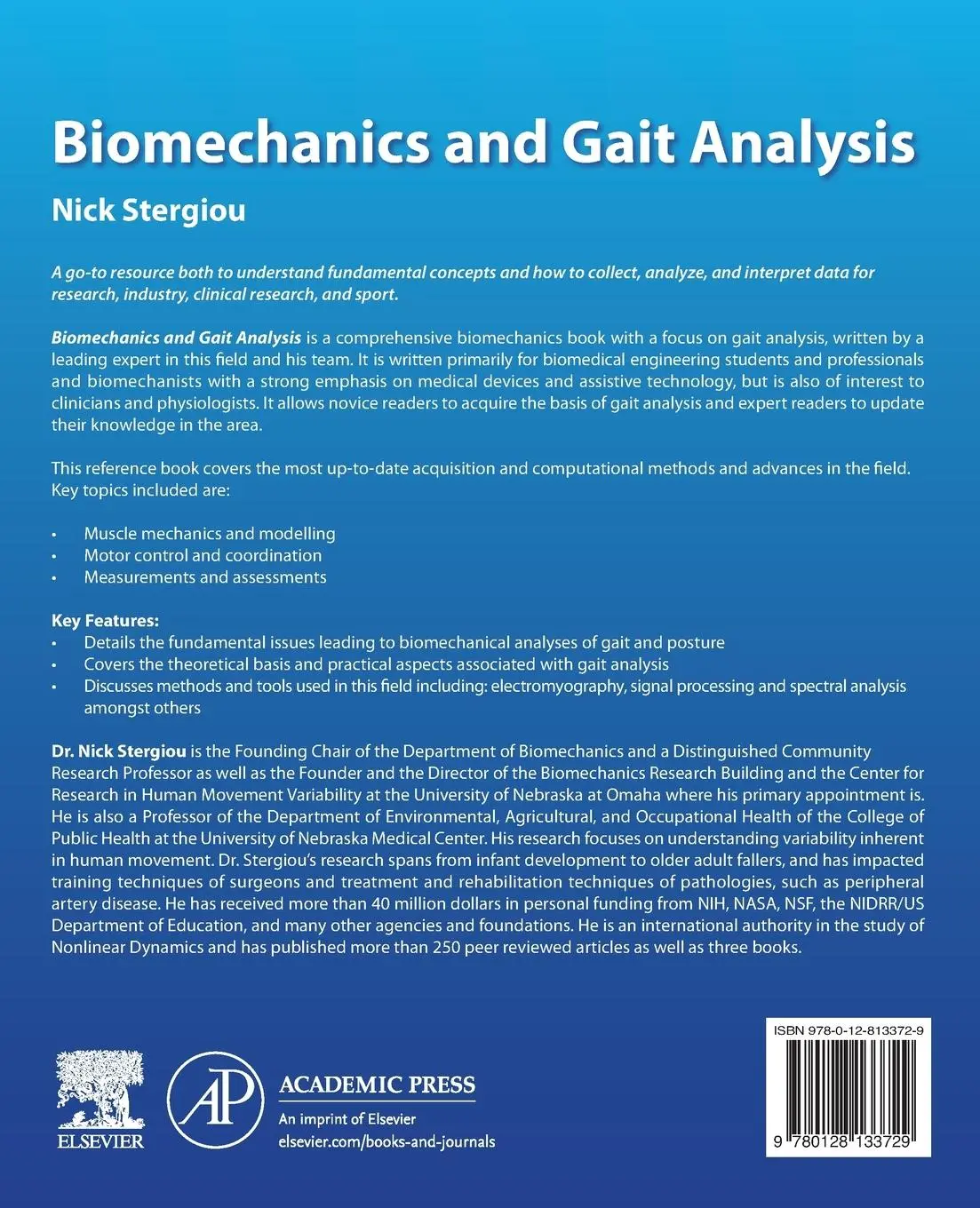 Rückseite: 9780128133729 | Biomechanics and Gait Analysis | Nicholas Stergiou | Taschenbuch