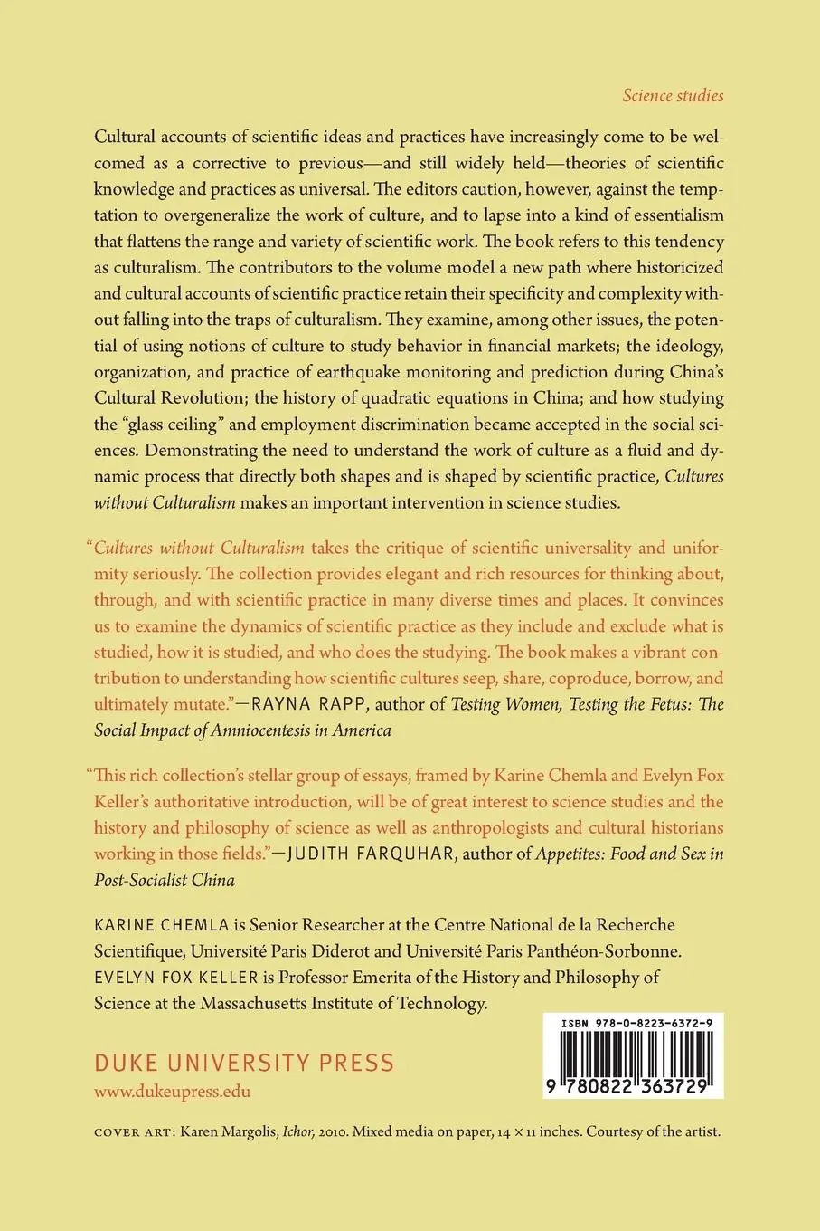 Rückseite: 9780822363729 | Cultures without Culturalism | The Making of Scientific Knowledge