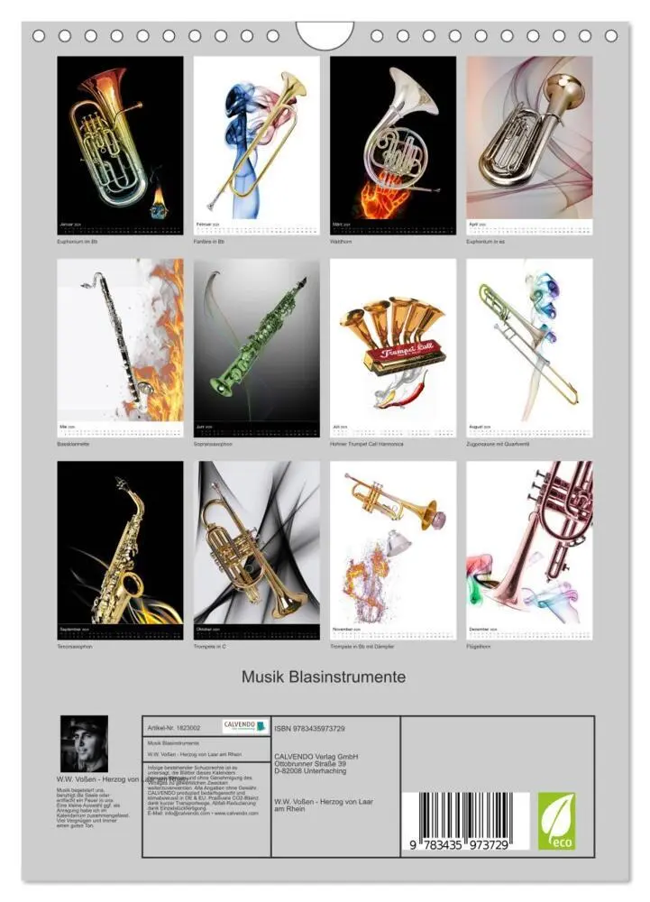 Bild: 9783435973729 | Musik Blasinstrumente (Wandkalender 2025 DIN A4 hoch), CALVENDO...
