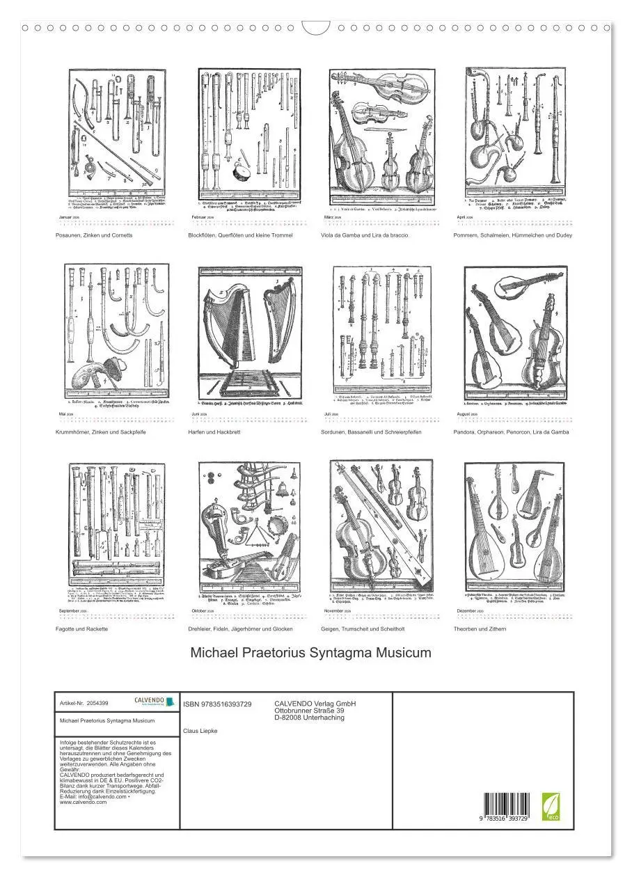 Bild: 9783516393729 | Michael Praetorius Syntagma Musicum (Wandkalender 2026 DIN A2...